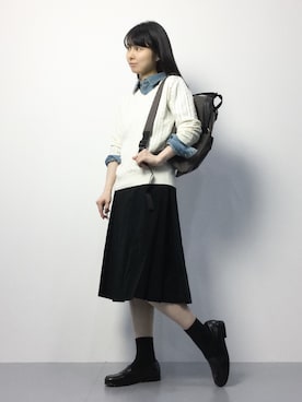 「Lee（リー）のアイテム（シャツ/ブラウス）」を使った、sayaさん（レディース・163cm）の秋コーディネート