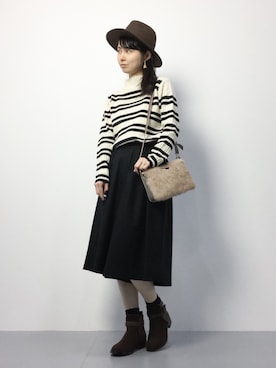 「ツバ広ハット」｜sayaさん（レディース・163cm）の秋コーディネート