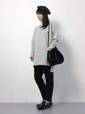 「HELIOPOLE（エリオポール）のアイテム（ハンチング/ベレー帽）」を使った、sayaさん（レディース・163cm）の秋コーディネート