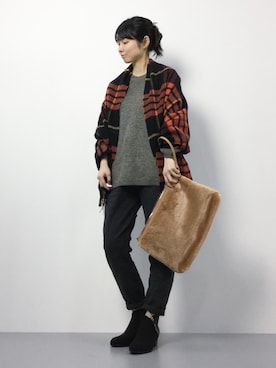 「リラックスパンツ」｜「アイテム（ブーティ）」を使った、sayaさん（レディース・163cm）の秋コーディネート
