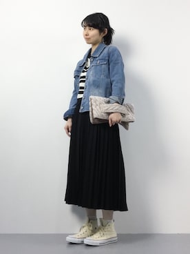 「DRWCYS（ドロシーズ）のアイテム（デニムジャケット）」を使った、sayaさん（レディース・163cm）の冬コーディネート