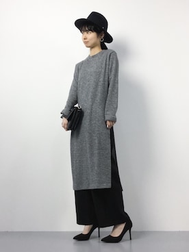 「LIMITLESS LUXURY（リミットレスラグジュアリー）のアイテム（帽子）」を使った、sayaさん（レディース・163cm）の冬コーディネート