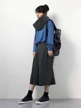 「FREAK'S STORE（フリークスストア）のアイテム（ストール/ショール）」を使った、sayaさん（レディース・163cm）の冬コーディネート