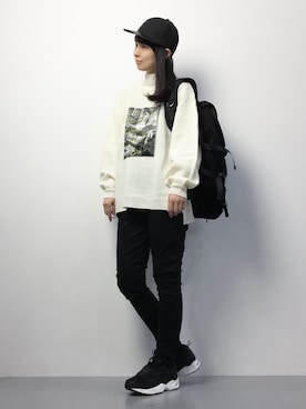 「Yohji Yamamoto（ヨウジヤマモト）のアイテム（帽子）」を使った、sayaさん（レディース・163cm）の冬コーディネート