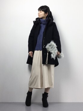 「FRAMeWORK（フレームワーク）のアイテム（モッズコート）」を使った、sayaさん（レディース・163cm）の冬コーディネート