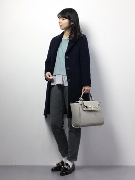 「Spick & Span（スピックアンドスパン）のアイテム（チェスターコート）」を使った、sayaさん（レディース・163cm）の冬コーディネート