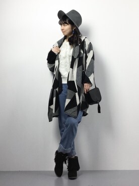 「Bou Jeloud（ブージュルード）のアイテム（その他アウター）」を使った、sayaさん（レディース・163cm）の冬コーディネート