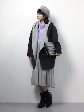「SLOBE IENA（スローブイエナ）のアイテム（ハンチング/ベレー帽）」を使った、sayaさん（レディース・163cm）の冬コーディネート