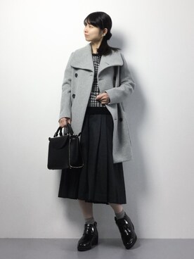 「キュロット」｜「アイテム（その他アウター）」を使った、sayaさん（レディース・163cm）の冬コーディネート