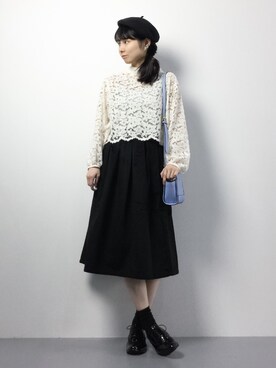 「& chouette（アンドシュエット）のアイテム（ショルダーバッグ）」を使った、sayaさん（レディース・163cm）の冬コーディネート