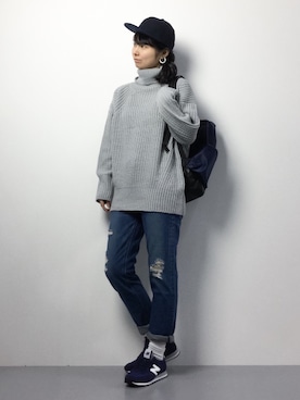 「Saturdays NYC（サタデーズ ニューヨークシティ ）のアイテム（キャップ）」を使った、sayaさん（レディース・163cm）の冬コーディネート