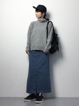 「Saturdays NYC（サタデーズ ニューヨークシティ ）のアイテム（キャップ）」を使った、sayaさん（レディース・163cm）の冬コーディネート