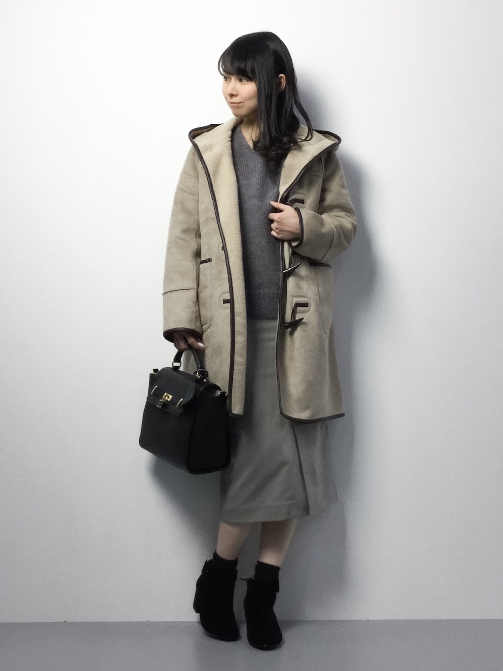 【極美品】nano universe フェイクムートンダッフルコート NANO universe（ナノユニバース）の「DISCREET SEAM/Fムートン