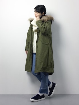 「note et silence （ノートエシロンス）のアイテム（モッズコート）」を使った、sayaさん（レディース・163cm）の冬コーディネート
