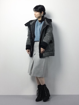 「ボンディング」｜「アイテム（ダウンジャケット/コート）」を使った、sayaさん（レディース・163cm）の冬コーディネート