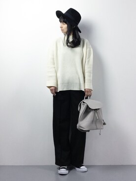 「RAGEBLUE（レイジブルー）のアイテム（ハット）」を使った、sayaさん（レディース・163cm）の冬コーディネート
