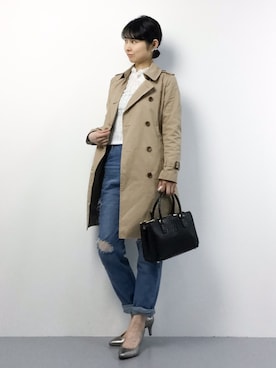 「JOURNAL STANDARD relume（ジャーナルスタンダード　レリューム）のアイテム（トレンチコート）」を使った、sayaさん（レディース・163cm）の冬コーディネート