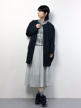 「DETAILS（ディテールズ）のアイテム（ノーカラージャケット）」を使った、sayaさん（レディース・163cm）の冬コーディネート