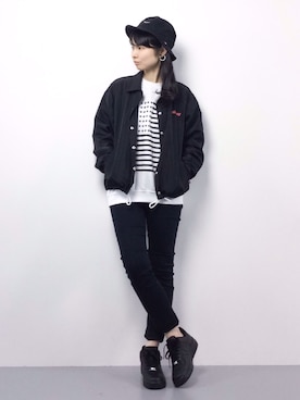 「unrelaxing（アンリラクシング）のアイテム（スウェット）」を使った、sayaさん（レディース・163cm）の春コーディネート