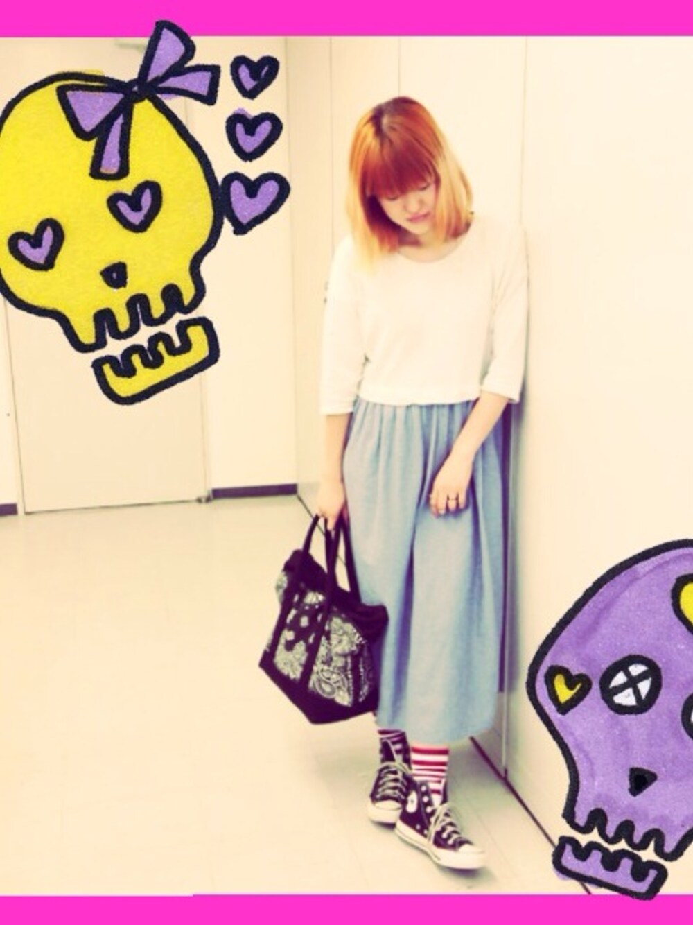 「スニーカー、コンバース、ワンピース、ラクチンコーデ、ローリーズファーム(LOWRYS FARM)、stylist」｜「CONVERSEのCONVERSE ALL STAR IN-GC HI（スニーカー、ブラック系）」を使った、PUNCH YAGIさん（レディース・161cm）の夏コーディネートの1枚目の写真