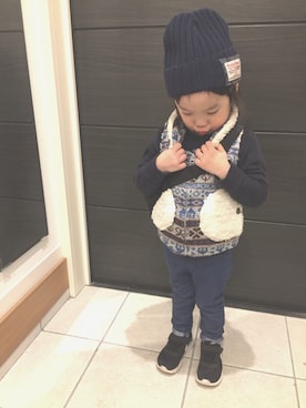 「アイテム（ダウンベスト、その他）」を使った、ichiさん（キッズ・90cm）の冬コーディネート