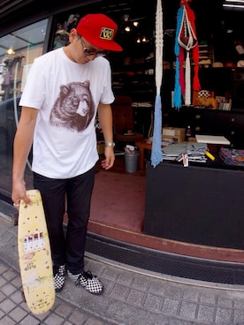 「AlexanderLeeChang（アレキサンダーリーチャン）のアイテム（スニーカー）」を使った、BEARMANさん（メンズ・178cm）の春コーディネート