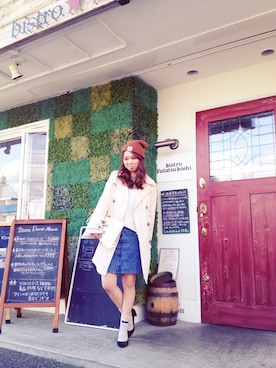「花見」｜「アイテム（トレンチコート）」を使った、eri♡さん（レディース・155cm）の春コーディネート