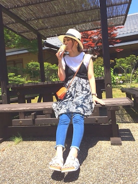 「7月WEAR夏のサンダル祭り」｜「アイテム（ワンピース/ドレス）」を使った、eri♡さん（レディース・155cm）の夏コーディネート