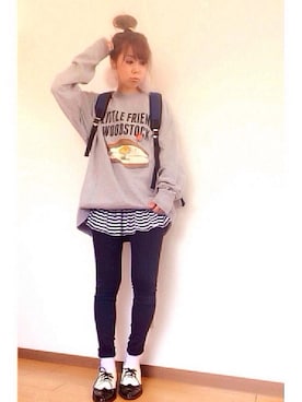 「Lee（リー）のアイテム（バックパック/リュック）」を使った、eri♡さん（レディース・155cm）の秋コーディネート