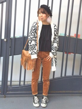 「SEVENDAYS=SUNDAY（セブンデイズサンデイ）のアイテム（その他アウター）」を使った、eri♡さん（レディース・155cm）の秋コーディネート