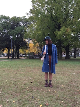 「chambre de charme（シャンブルドゥシャーム）のアイテム（デニムジャケット）」を使った、yuriさん（レディース・156cm）の秋コーディネート