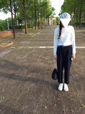 「YAECA」｜「アイテム（ハンチング/ベレー帽）」を使った、annさん（レディース・163cm）の春コーディネート