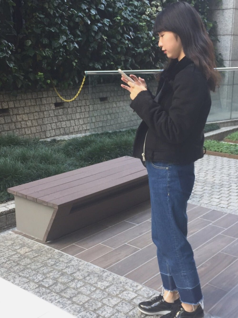 「冬、ブラック、カジュアル、ZARA、OPAQUE、denim、ridersjacket、GLOBAL WORK、ootd、高校生」｜「ZARAのアイテム（ライダースジャケット、ブラック系）」を使った、yuiさん（レディース・160cm）の秋コーディネートの1枚目の写真
