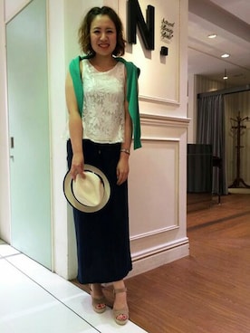 「マキシ」｜「アイテム（帽子）」を使った、N. STAFFさん（レディース・160cm）の夏コーディネート