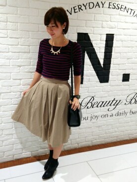 「N.（N. Natural Beauty Basic）（エヌエヌナチュラルビューティーベーシック）のアイテム（ブーティ）」を使った、N. STAFFさん（レディース・160cm）の秋コーディネート