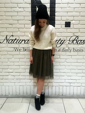 「N.（N. Natural Beauty Basic）（エヌエヌナチュラルビューティーベーシック）のアイテム（ブーティ）」を使った、N. STAFFさん（レディース・160cm）の冬コーディネート