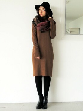 「N.（N. Natural Beauty Basic）（エヌエヌナチュラルビューティーベーシック）のアイテム（ブーティ）」を使った、N. STAFFさん（レディース・160cm）の冬コーディネート