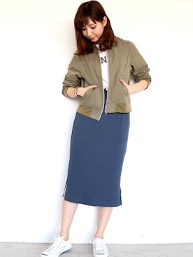 「N.（N. Natural Beauty Basic）（エヌエヌナチュラルビューティーベーシック）のアイテム（MA-1）」を使った、N. STAFFさん（レディース・161cm）の春コーディネート