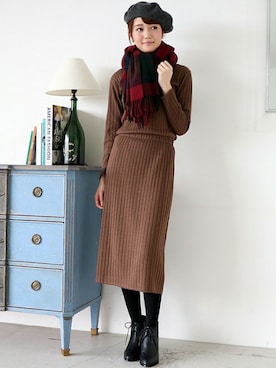 「N.（N. Natural Beauty Basic）（エヌエヌナチュラルビューティーベーシック）のアイテム（ハンチング/ベレー帽）」を使った、N. STAFFさん（レディース・165cm）の秋コーディネート