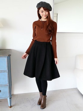 「N.（N. Natural Beauty Basic）（エヌエヌナチュラルビューティーベーシック）のアイテム（ハンチング/ベレー帽）」を使った、N. STAFFさん（レディース・165cm）の冬コーディネート