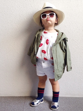 「babygap」｜「アイテム（ミリタリージャケット）」を使った、y.u.n.o.nさん（キッズ・80cm）の夏コーディネート
