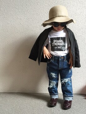 「アイテム（MA-1）」を使った、y.u.n.o.nさん（キッズ・90cm）の秋コーディネート