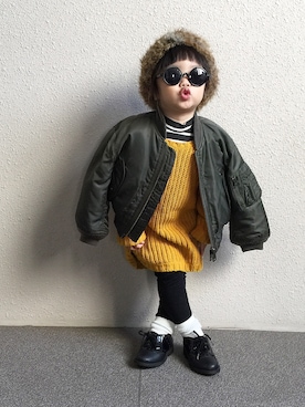「アイテム（MA-1）」を使った、y.u.n.o.nさん（キッズ・90cm）の冬コーディネート