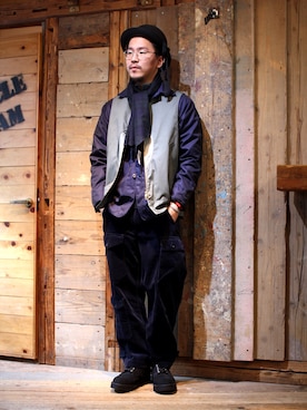 「POST O'ALLS（ポストオーバーオールズ）のアイテム（ジャケット/アウター）」を使った、UNCLE SAM   shibataさん（メンズ・178cm）の秋コーディネート