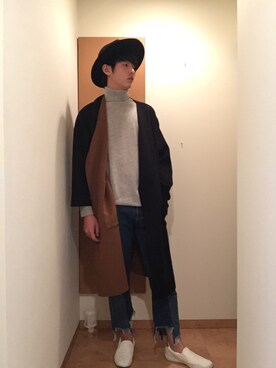 「リバーシブル」｜「アイテム（チェスターコート）」を使った、Yasuhide Dobashiさん（メンズ・177cm）の秋コーディネート