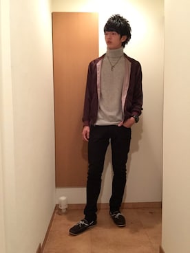 「カシミアニット」｜「アイテム（ジャケット/アウター）」を使った、Yasuhide Dobashiさん（メンズ・177cm）の秋コーディネート
