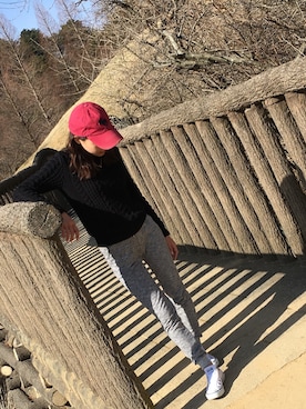 「Abercrombie&Fitch（アバークロンビーアンドフィッチ）のアイテム（帽子）」を使った、Rさん（レディース・157cm）の春コーディネート