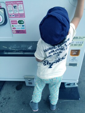 「abcd（ナシ）のアイテム（Tシャツ/カットソー、ホワイト系）」を使った、aさん（キッズ・120cm）の夏コーディネート