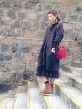「humor」｜i_am_ah_mic  🇭🇰さん（レディース・168cm）の冬コーディネート