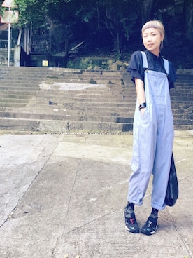 「w closet（ダブルクローゼット）のアイテム（つなぎ/オールインワン）」を使った、i_am_ah_mic  🇭🇰さん（レディース・168cm）の夏コーディネート